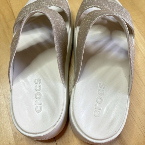 Crocs Getaway Platform H-Strap Glitter Women's Wedge Sandals Stucco Size 9 Comfy - Picture 11 of 11